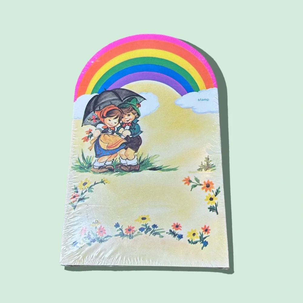 Vintage Retro New In Package Rainbow 20 Seal And Send Letter Paper Set